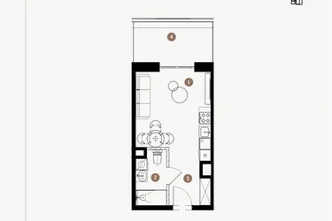 Rzut - Mieszkanie na sprzedaż 1 pokój o powierzchni 26,01 m² - numer 2.18 w WIMA APARTMENTS