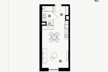 Rzut - Mieszkanie na sprzedaż 1 pokój o powierzchni 35,52 m² - numer 2.50 w WIMA APARTMENTS