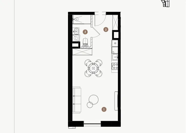 Rzut - Mieszkanie na sprzedaż 1 pokój o powierzchni 35,52 m² - numer 2.50 w WIMA APARTMENTS