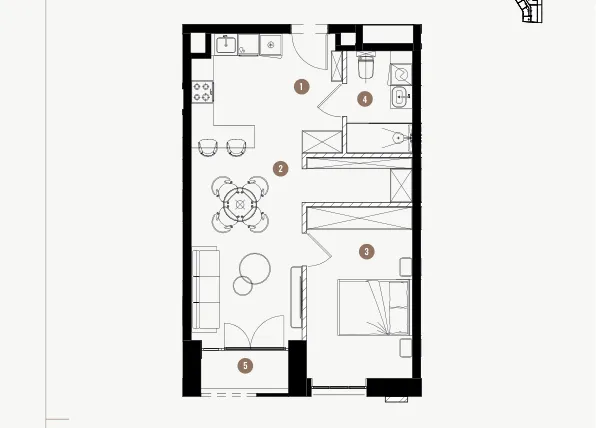 Rzut - Mieszkanie na sprzedaż 2 pokoje o powierzchni 49,31 m² - numer 2.55 w WIMA APARTMENTS
