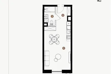 Rzut - Mieszkanie na sprzedaż 1 pokój o powierzchni 34,86 m² - numer 2.56 w WIMA APARTMENTS