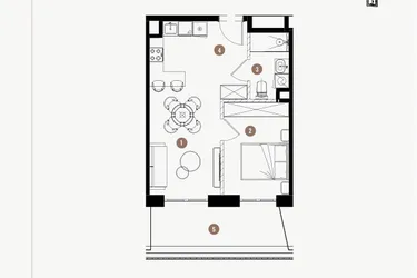 Rzut - Mieszkanie na sprzedaż 2 pokoje o powierzchni 38,97 m² - numer 5.39 w WIMA APARTMENTS