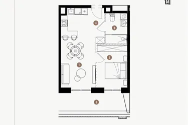 Rzut - Mieszkanie na sprzedaż 2 pokoje o powierzchni 40,65 m² - numer 5.53 w WIMA APARTMENTS