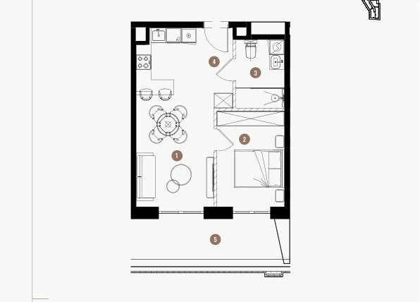 Rzut - Mieszkanie na sprzedaż 2 pokoje o powierzchni 40,65 m² - numer 5.53 w WIMA APARTMENTS