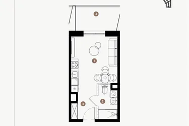 Rzut - Mieszkanie na sprzedaż 1 pokój o powierzchni 25,91 m² - numer 6.07 w WIMA APARTMENTS