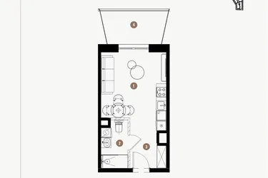 Rzut - Mieszkanie na sprzedaż 1 pokój o powierzchni 25,92 m² - numer 6.10 w WIMA APARTMENTS