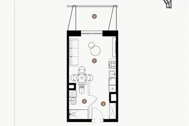Rzut - Mieszkanie na sprzedaż 1 pokój o powierzchni 26,22 m² - numer 6.14 w WIMA APARTMENTS