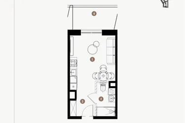 Rzut - Mieszkanie na sprzedaż 1 pokój o powierzchni 25,62 m² - numer 6.17 w WIMA APARTMENTS