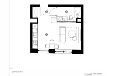 Rzut - Mieszkanie na sprzedaż 1 pokój o powierzchni 26,69 m² - numer LM.02.02.10 w Katowicka Residence