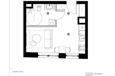Rzut - Mieszkanie na sprzedaż 1 pokój o powierzchni 25,8 m² - numer LM.02.02.11 w Katowicka Residence
