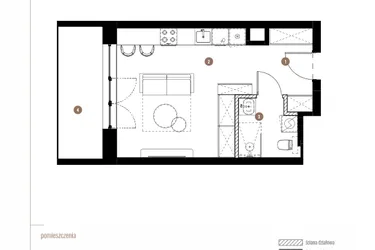 Rzut - Mieszkanie na sprzedaż 1 pokój o powierzchni 29,47 m² - numer LM.02.02.14 w Katowicka Residence