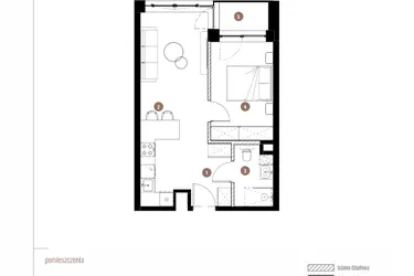 Rzut - Mieszkanie na sprzedaż 2 pokoje o powierzchni 41,32 m² - numer LM.02.02.17 w Katowicka Residence