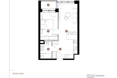 Rzut - Mieszkanie na sprzedaż 2 pokoje o powierzchni 41,07 m² - numer LM.02.02.19 w Katowicka Residence