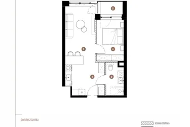 Rzut - Mieszkanie na sprzedaż 2 pokoje o powierzchni 39,55 m² - numer LM.01.02.21 w Katowicka Residence