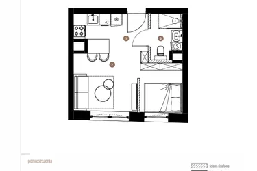 Rzut - Mieszkanie na sprzedaż 1 pokój o powierzchni 26,82 m² - numer LM.02.03.09 w Katowicka Residence