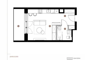 Rzut - Mieszkanie na sprzedaż 1 pokój o powierzchni 29,57 m² - numer LM.02.03.14 w Katowicka Residence