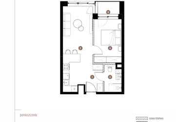 Rzut - Mieszkanie na sprzedaż 2 pokoje o powierzchni 41,34 m² - numer LM.02.03.17 w Katowicka Residence