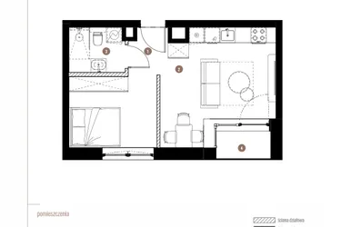 Rzut - Mieszkanie na sprzedaż 1 pokój o powierzchni 33,24 m² - numer LM.02.04.12 w Katowicka Residence