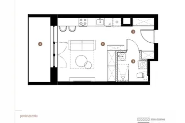 Rzut - Mieszkanie na sprzedaż 1 pokój o powierzchni 29,59 m² - numer LM.02.04.14 w Katowicka Residence