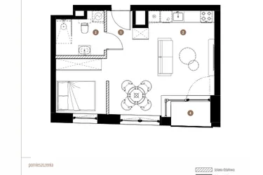 Rzut - Mieszkanie na sprzedaż 1 pokój o powierzchni 37,03 m² - numer LM.02.05.08 w Katowicka Residence