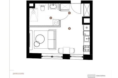 Rzut - Mieszkanie na sprzedaż 1 pokój o powierzchni 25,87 m² - numer LM.02.05.11 w Katowicka Residence