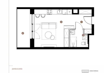 Rzut - Mieszkanie na sprzedaż 1 pokój o powierzchni 29,77 m² - numer LM.02.05.14 w Katowicka Residence