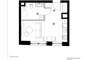 Rzut - Mieszkanie na sprzedaż 1 pokój o powierzchni 25,88 m² - numer LM.02.06.11 w Katowicka Residence