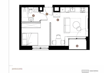 Rzut - Mieszkanie na sprzedaż 1 pokój o powierzchni 33,25 m² - numer LM.02.06.12 w Katowicka Residence