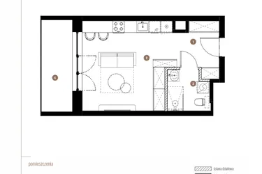 Rzut - Mieszkanie na sprzedaż 1 pokój o powierzchni 29,79 m² - numer LM.02.06.14 w Katowicka Residence