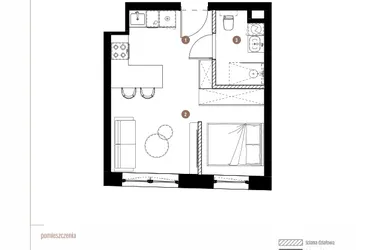 Rzut - Mieszkanie na sprzedaż 1 pokój o powierzchni 29,77 m² - numer LM.01.10.05 w Katowicka Residence