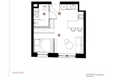 Rzut - Mieszkanie na sprzedaż 1 pokój o powierzchni 30,48 m² - numer LM.01.10.06 w Katowicka Residence