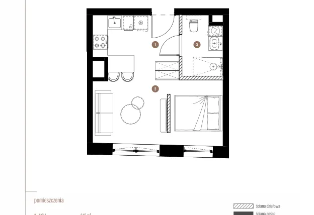 Rzut - Mieszkanie na sprzedaż 1 pokój o powierzchni 28,32 m² - numer LM.01.10.07 w Katowicka Residence