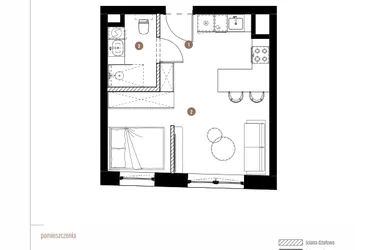 Rzut - Mieszkanie na sprzedaż 1 pokój o powierzchni 30,48 m² - numer LM.01.11.06 w Katowicka Residence