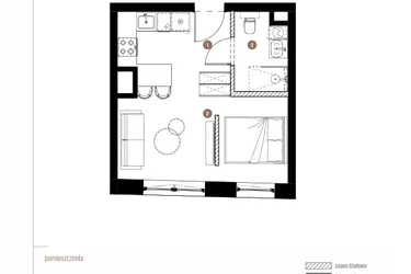 Rzut - Mieszkanie na sprzedaż 1 pokój o powierzchni 28,32 m² - numer LM.01.11.07 w Katowicka Residence