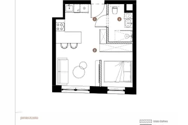 Rzut - Mieszkanie na sprzedaż 1 pokój o powierzchni 29,66 m² - numer LM.01.12.05 w Katowicka Residence
