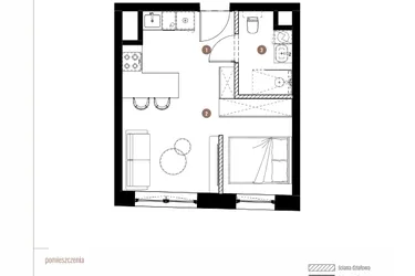 Rzut - Mieszkanie na sprzedaż 1 pokój o powierzchni 29,75 m² - numer LM.01.13.05 w Katowicka Residence