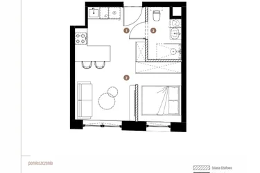 Rzut - Mieszkanie na sprzedaż 1 pokój o powierzchni 29,75 m² - numer LM.01.14.05 w Katowicka Residence