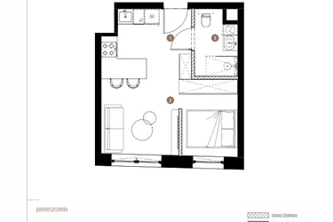 Rzut - Mieszkanie na sprzedaż 1 pokój o powierzchni 29,75 m² - numer LM.01.15.05 w Katowicka Residence