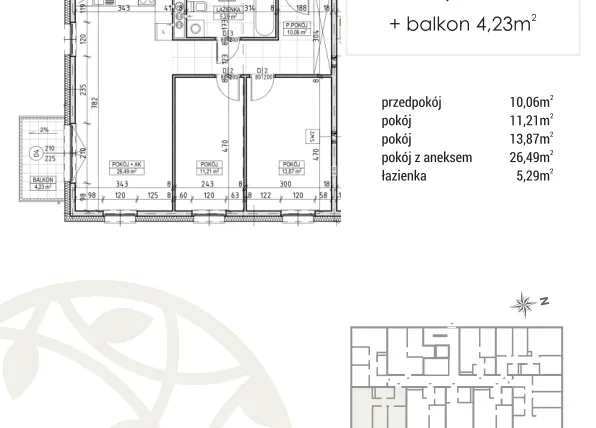 Rzut - Mieszkanie na sprzedaż 3 pokoje o powierzchni 66,92 m² - numer A2.01.16 w Zakątek Flora
