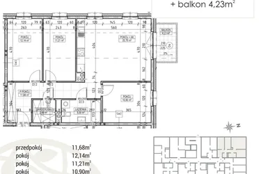 Rzut - Mieszkanie na sprzedaż 4 pokoje o powierzchni 79,57 m² - numer A2.02.20 w Zakątek Flora