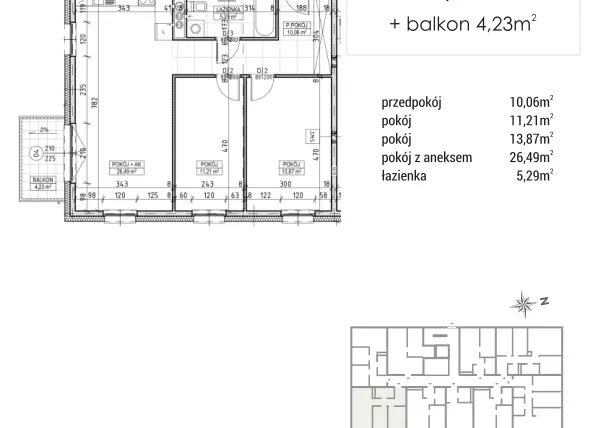 Rzut - Mieszkanie na sprzedaż 3 pokoje o powierzchni 66,92 m² - numer A2.02.25 w Zakątek Flora