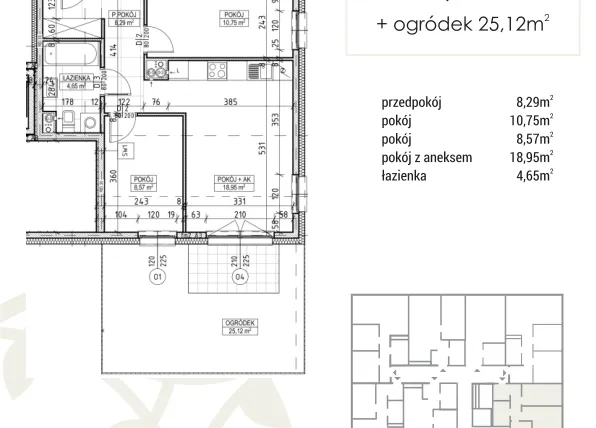 Rzut - Mieszkanie na sprzedaż 3 pokoje o powierzchni 51,21 m² - numer A3.00.07 w Zakątek Flora