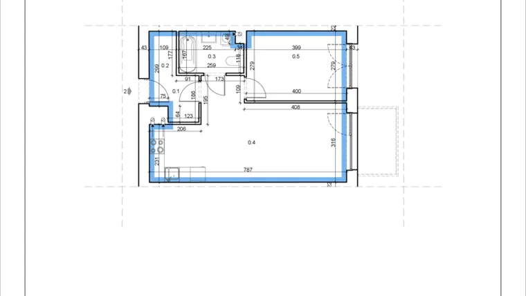 Rzut - Mieszkanie na sprzedaż 2 pokoje o powierzchni 45,47 m² - numer 2 w Łużycka 71