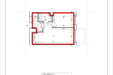 Rzut - Mieszkanie na sprzedaż 2 pokoje o powierzchni 45,57 m² - numer 3 w Łużycka 71