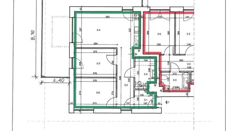 Rzut - Mieszkanie na sprzedaż 3 pokoje o powierzchni 56,3 m² - numer 7 w Łużycka 71