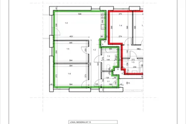 Rzut - Mieszkanie na sprzedaż 3 pokoje o powierzchni 56,64 m² - numer 13 w Łużycka 71