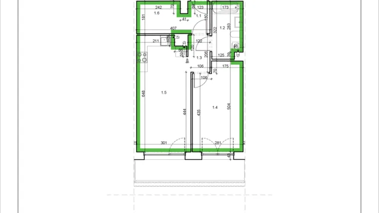 Rzut - Mieszkanie na sprzedaż 2 pokoje o powierzchni 47,11 m² - numer 17 w Łużycka 71