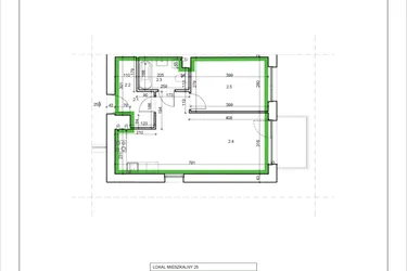 Rzut - Mieszkanie na sprzedaż 2 pokoje o powierzchni 45,53 m² - numer 25 w Łużycka 71