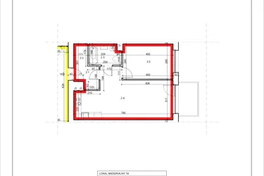 Rzut - Mieszkanie na sprzedaż 2 pokoje o powierzchni 45,78 m² - numer 19 w Łużycka 71