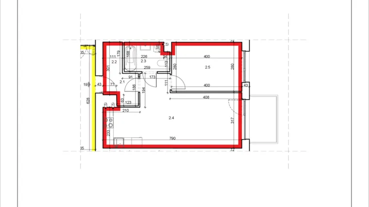 Rzut - Mieszkanie na sprzedaż 2 pokoje o powierzchni 45,78 m² - numer 19 w Łużycka 71